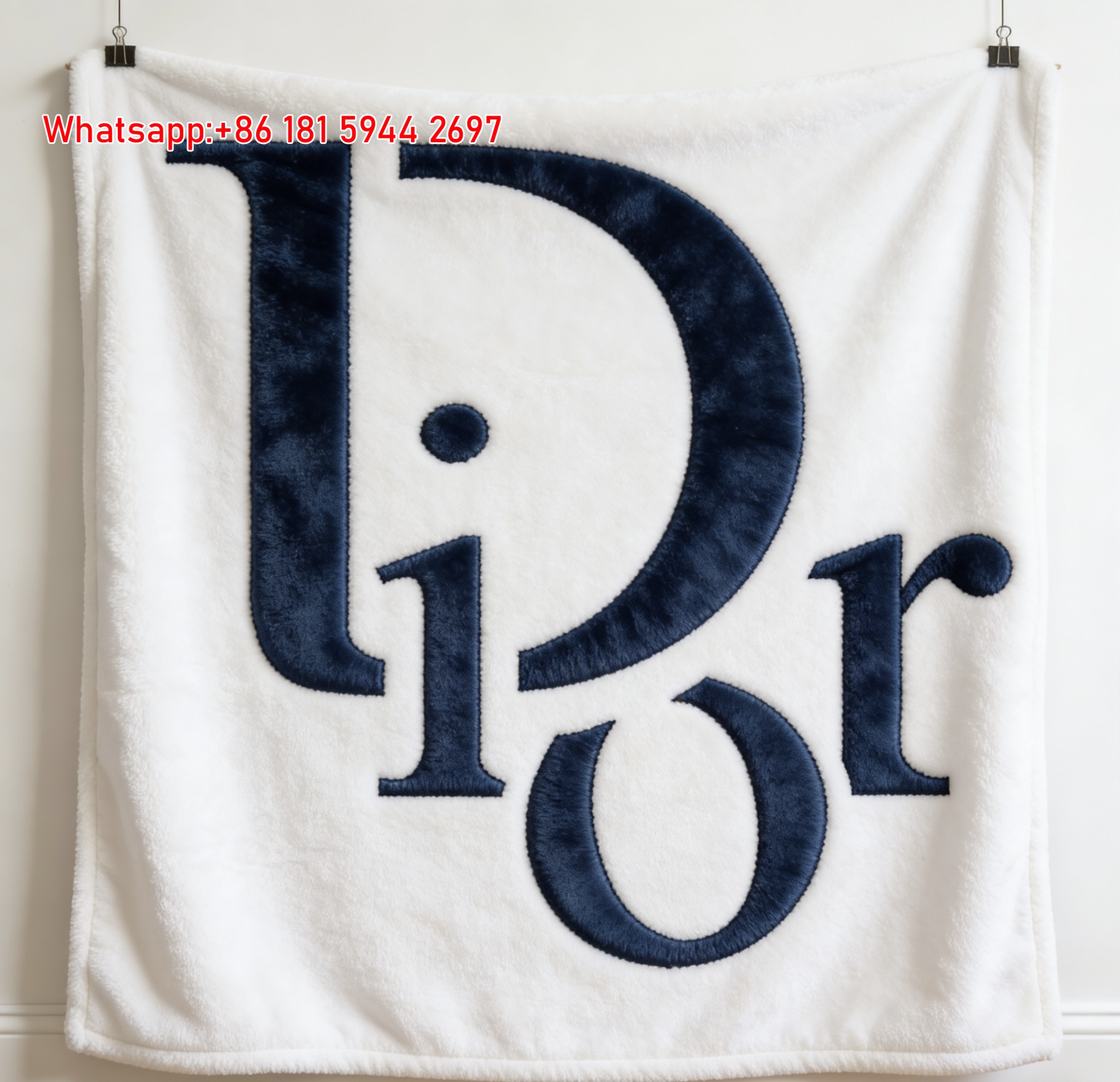 Dior Embroidered Logo Flannel Sofa Throw Blanket D457